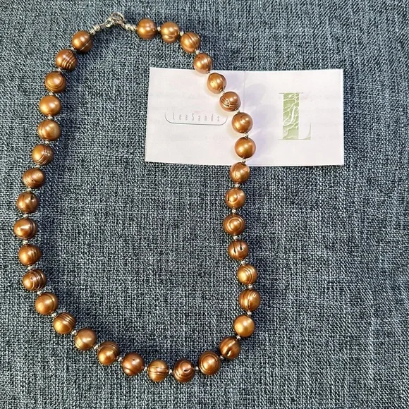 Lee Sands Freshwater Baroque Rust Pearls And Sterling Silver Necklaces 17"